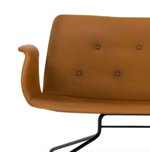 Bent Hansen Primum 2-Personen-Sofa mit Armlehnen L: 140 cm – Cognacfarbenes Adrian-Leder/Schwarzer Rahmen