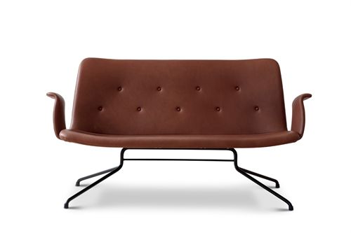 Bent Hansen Primum 2 pers. sofa m. Armlæn L: 140 cm - Davos Brown Læder/Sort Stel