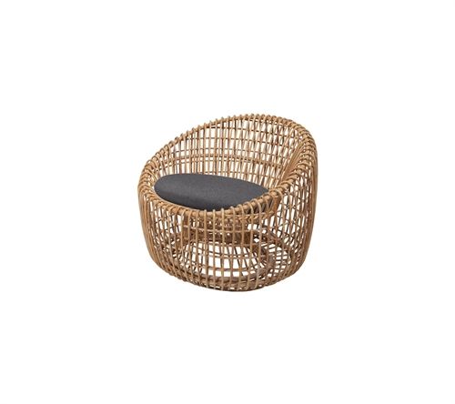 Cane-line Indoor Nest Rund Stol SH: 38 cm - Natural Rattan/Grey