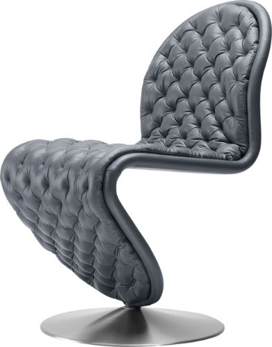 Verpan System 1-2-3 Dining Chair Deluxe SH: 47 cm - Savanne 307 Leather/Aluminium