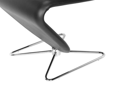 Verpan System 1-2-3 Esszimmerstuhl Standard SH: 47 cm – Sørensen Dunes Schwarzes Leder/Butterfly Aluminium
