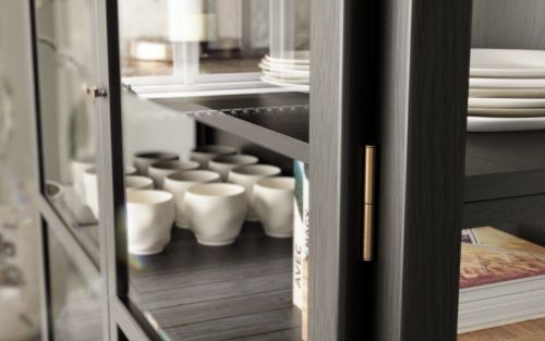 Lindebjerg Design Dark Oak N2 Vitrine 145x210 cm - Schwarz gebeizte Eiche