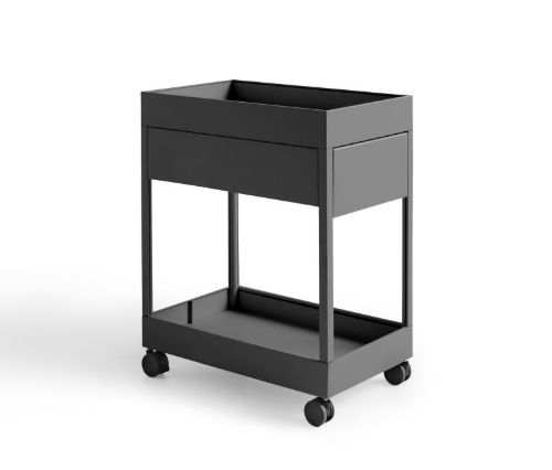 HAY New Order Trolley/A1 Drawer And Tray Top incl. Lock 34x68 cm - Charcoal