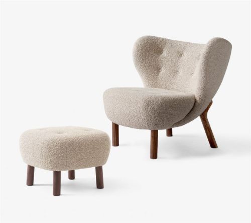 &Tradition Little Petra VB1 Loungechair & ATD1 Pouf - Geöltes Walnussholz/Karakorum 003