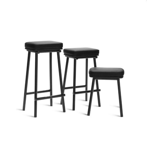 Please Wait to be Seated Tubby Tube Barhocker Polsterung H: 78 cm – Schwarz/Savanne-Leder