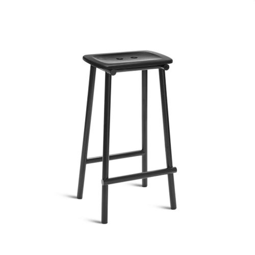 Please Wait to be Seated Tubby Tube Bar Stool H: 73 cm - Black/Black