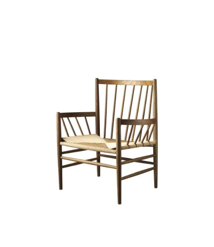 FDB Møbler J82 Jørgen Bækmark Lounge Chair – geräucherte Eiche/natürliches Korbgeflecht