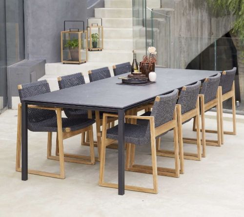 Cane-line Outdoor Pure Tisch 280x100 cm - Lavagrau/Neroschwarze Keramik