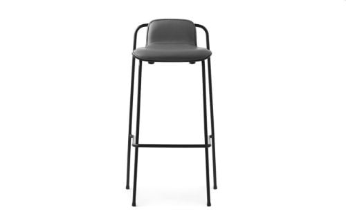 Normann Copenhagen Studio Barhocker 75 cm vorne gepolstert – Schwarz/Leder