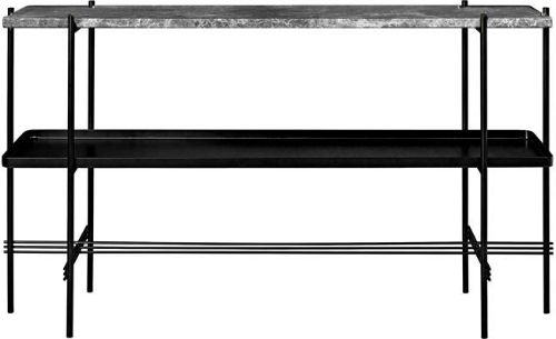 GUBI TS Console 2 Rack with Tray L: 120 cm - Black Base/Grey Emperador Marble Top