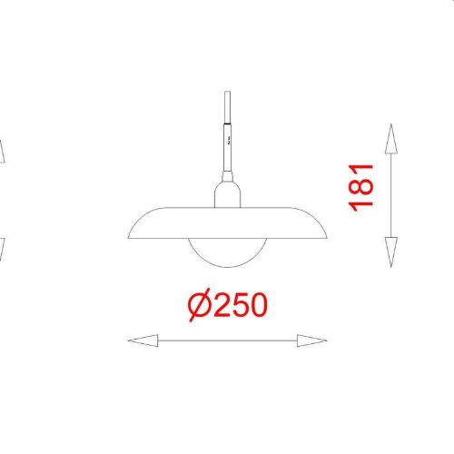 Piet Hein RA 250 Pendelleuchte Ø: 25 cm – Schwarz/Schwarzes Kabel