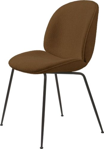 GUBI Beetle Dining Chair Fully Upholstered Light Bouclé SH: 45 - Black/006