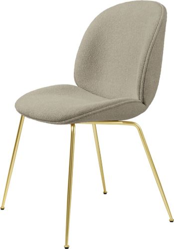 GUBI Beetle Dining Chair Fully Upholstered Light Bouclé SH: 45 - Brass/008