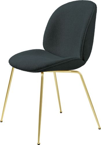GUBI Beetle Dining Chair Fully Upholstered Light Bouclé SH: 45 - Brass/028