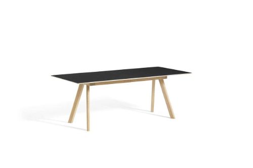 HAY CPH30 Extendable Table 250/450x90 cm - Lacquered Solid Oak/Black Linoleum