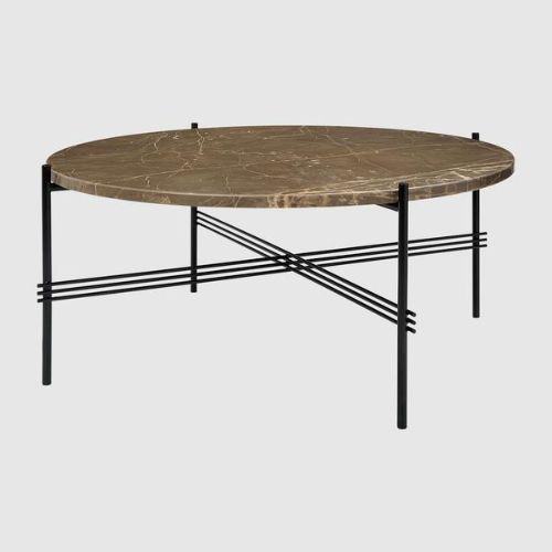 GUBI TS Coffee Table Ø:80 cm black base - Marble Brown top