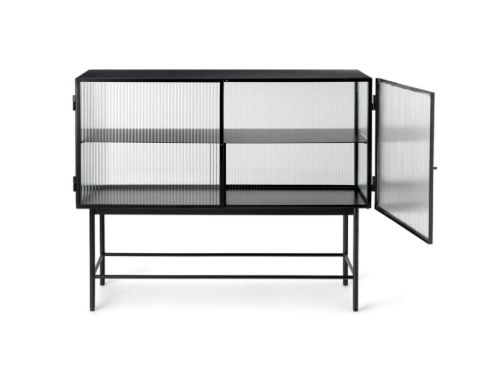 Ferm Living Haze Beistelltisch 110 x 90 cm – Schilfrohrglas/Schwarz