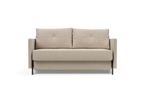 Innovation Living Cubed Schlafsofa mit Armlehnen L: 140 cm – Blida Sandgrau/Mattschwarz