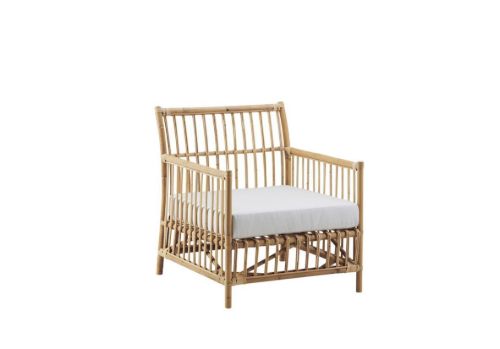 Sika-Design Caroline Loungestol SH: 42 cm - Alurattan Natural/Hvid Hynde m. Quick Dry Foam