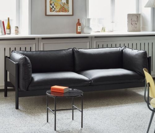 HAY Arbour 3 Seater B: 220 cm - Black Waterbased Lacquered Solid Beech / Sense Black