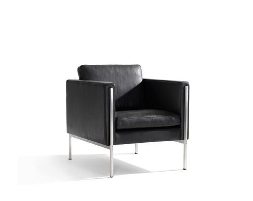 Skipper Capri Lænestol SH: 42cm Armlæn B - Stål/Sort Elegance (Læder 2)