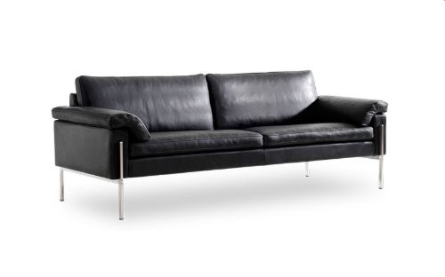 Skipper Capri 2,5 pers. sofa L: 170cm Armlæn A - Stål/Sort Læder Elegance (læder 2)