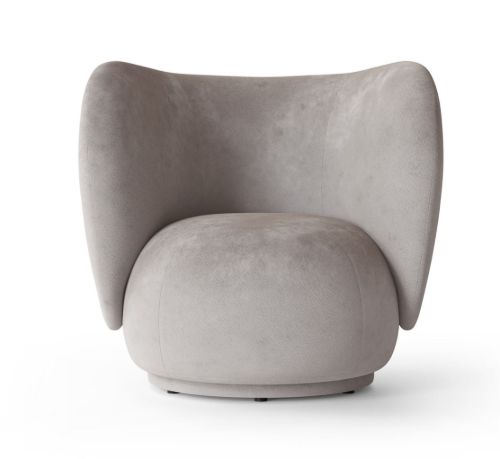 Ferm Living Rico Lounge Chair Faded Velvet SH: 41 cm - Concrete