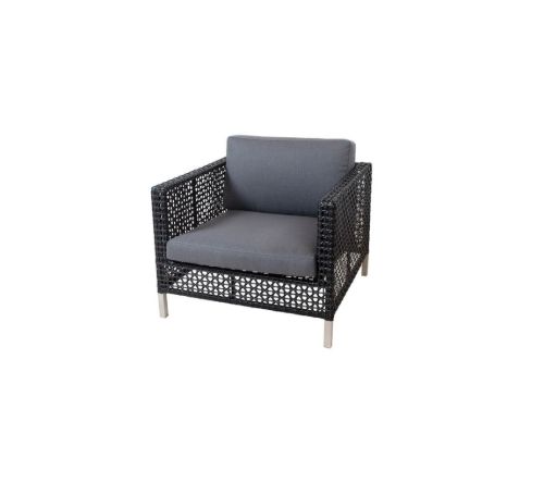 Cane-line Outdoor Connect Loungestol inkl. Grå Hynde SH: 30 cm - Black/Anthracite