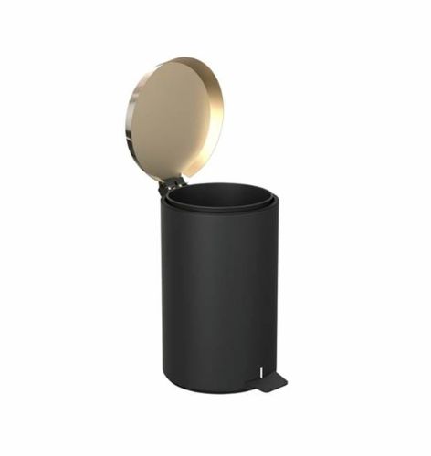 FROST Treteimer 350 Medium 10L – Mattschwarz/Poliertes Gold