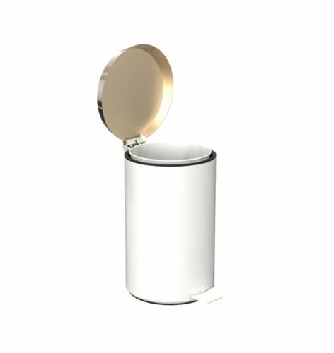 FROST Treteimer 350 Medium 10L – Mattweiß/Poliertes Gold