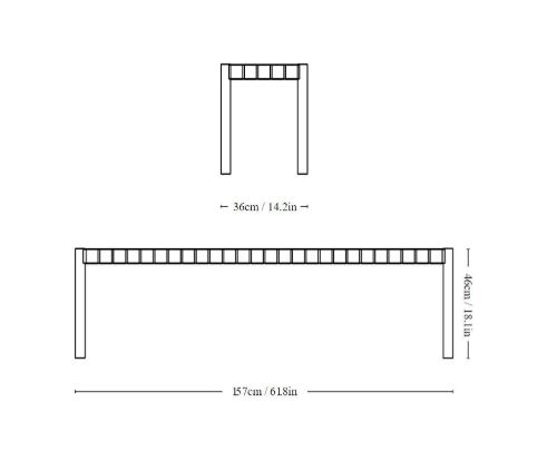 &Tradition TK5 Betty Bench groß B: 157 cm – Schwarz/Schwarzes Leinen
