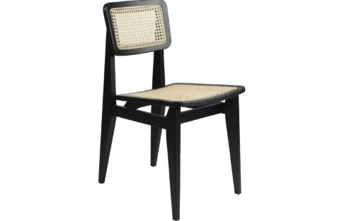 GUBI C Chair Dining SH: 43,5 cm - French Cane/Black Stained Oak