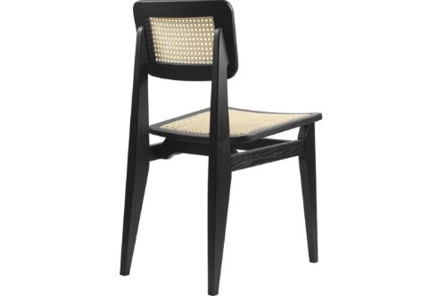 GUBI C Esszimmerstuhl SH: 43,5 cm – Französisches Rohrgeflecht/schwarz gebeizte Eiche