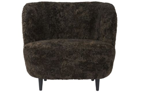 GUBI Stay Lounge Chair Vollgepolstert SH: 40 cm – Espresso/Schwarz gebeizte Eiche