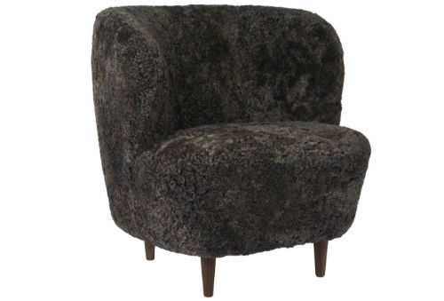 GUBI Stay Lounge Chair Fully Upholstered SH: 40 cm - Espresso/American Walnut