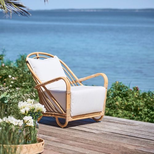 Sika-Design Charlottenborg Stuhl SH: 39 cm – Alurattan Natur/Taupe Sitz- und Rückenkissen mit Quick Dry Foam