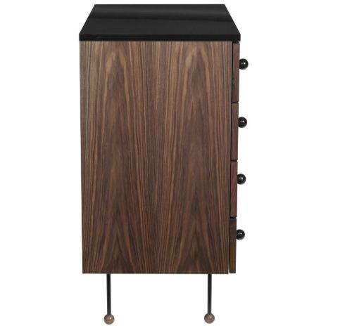 GUBI 62 Kommode 4 Schubladen L: 80 cm – Amerikanischer Walnuss