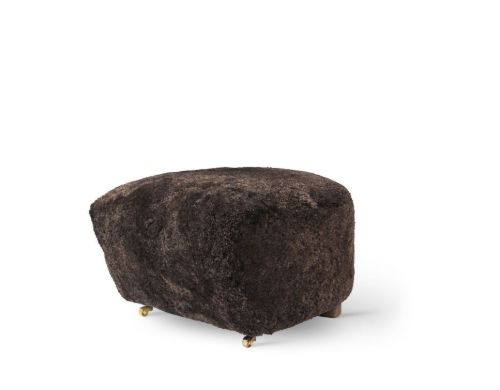 Audo Copenhagen Den Trætte Mand Fodskammel H: 36 cm - Lammeskind Espresso/Natural Oak