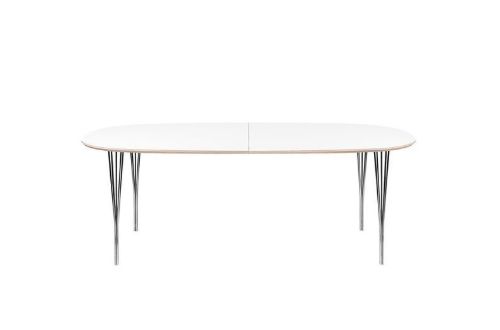 Haslev Symphony 78 Ovalt Spisebord 105 x 200 cm - Hvid Laminat / Chrome