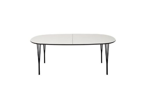 Haslev Symphony 78 Ovalt Spisebord 105 x 200 cm - Hvid Laminat / Black