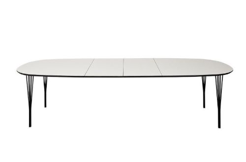 Haslev Symphony 78 Ovaler Esstisch 105 x 200 cm – Weißes Laminat / Schwarz