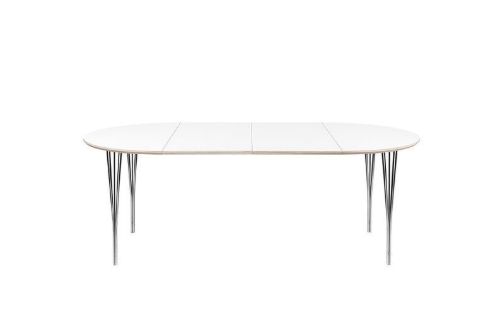 Haslev Symphony 82 Esstisch Ø: 105 cm – Weißes Laminat / Chrom