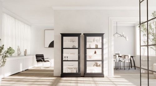 Lindebjerg Design Classic V3 Vitrine Linksangeschlagene Tür 80x170 cm - Schwarz