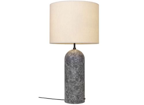 GUBI Gravity Stehleuchte XL Low H: 120 cm - Grauer Marmor/Leinwand