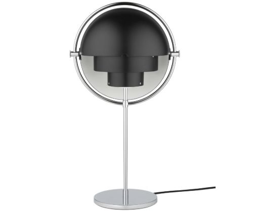 GUBI Multi-Lite Bordlampe H: 50 cm - Chrome Base/Black Semi Matt