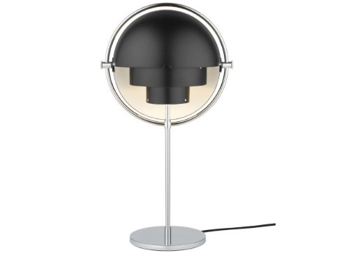 GUBI Multi-Lite Tischlampe H: 50 cm - Chromsockel/Schwarz Halbmatt