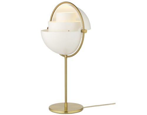 GUBI Multi-Lite Tischleuchte H: 50 cm - Messingsockel/Weiß Halbmatt