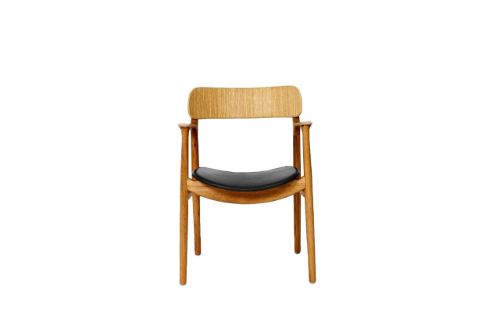 Bent Hansen Asger Stol M. Polstring H: 80 cm - Eg, Olieret / Zenso2 207 Sort Læder