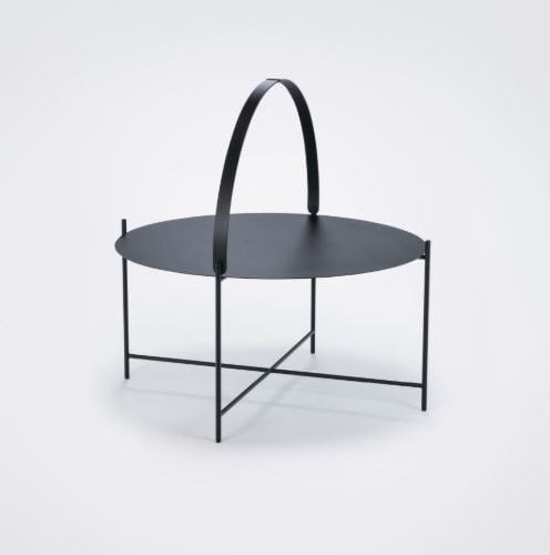 HOUE EDGE Tabletttisch Ø: 76 cm - Schwarz/Schwarz