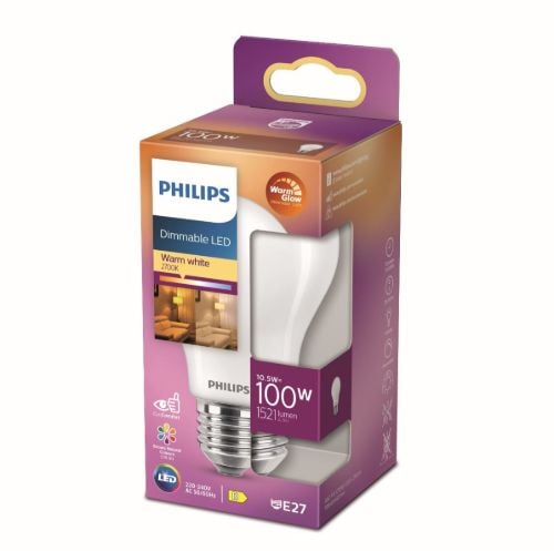 PHILIPS E27 LED-Glühbirne 12 W (100 W) WarmGlow – dimmbar/warmes Leuchten
